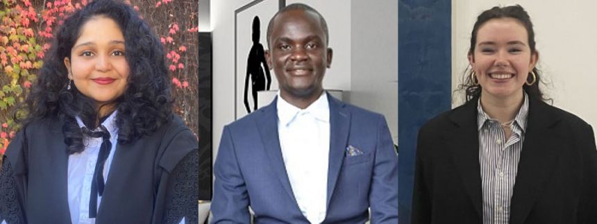 (from left) Devika Devika, Geoffrey Mboya and Georgina Dettmer