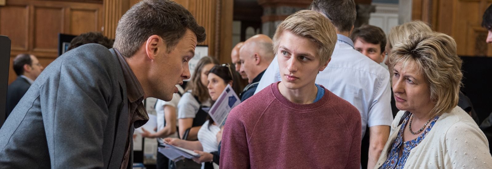 parent and student at open day