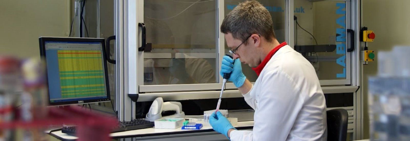 A student working in a lab