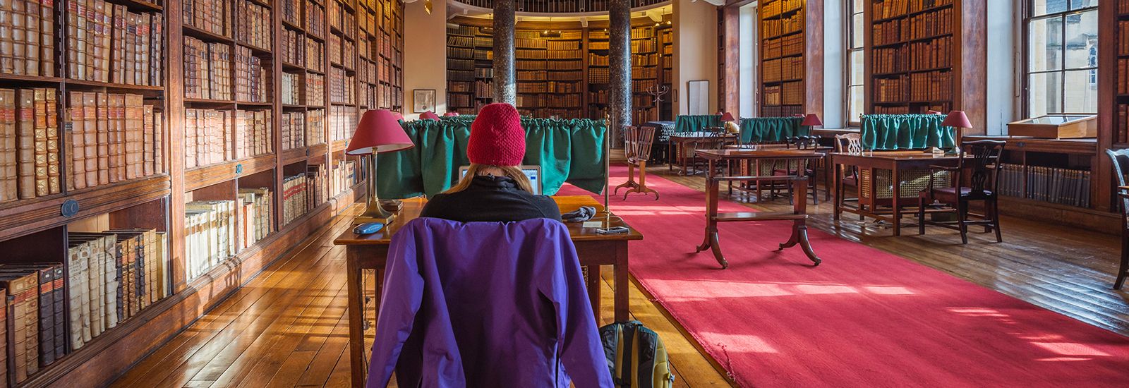 A student working in a library