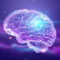 An abstract illustration of a human brain, illuminated from within.