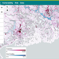 screenshot of a map showing climate-related impacts